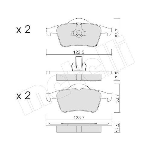 Brake Pad Set Disc Brake Metelli 22-0348-0 for Volvo Rear Axle