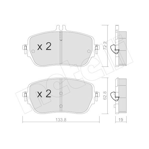 Bremsbelagsatz Scheibenbremse Metelli 22-1193-0 f&uuml;r Mercedes Benz Mercedes Benz