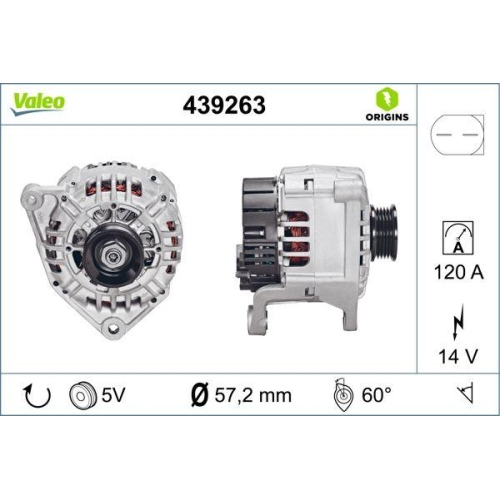 Generator Valeo 439263 Valeo Origins New Oe Technologie f&uuml;r Audi Skoda VW