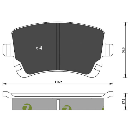 Bremsbelagsatz Scheibenbremse 7 Seven Parts SVP22660 f&uuml;r Audi Seat Skoda Vag VW