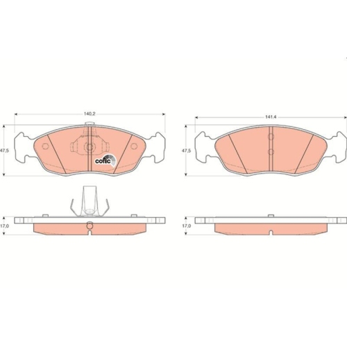 Brake Pad Set Disc Brake Trw GDB1322 Cotec for Citro&euml;n Peugeot Front Axle