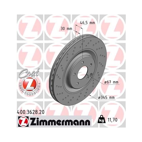 Disque De Frein Zimmermann 400.3628.20 Coat Z pour Mercedes Benz Mercedes Benz