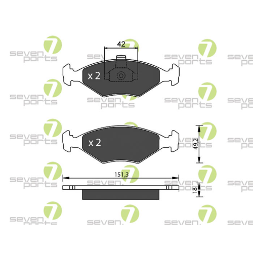 Bremsbelagsatz Scheibenbremse 7 Seven Parts SVP20761 f&uuml;r Fiat 1. Vorderachse