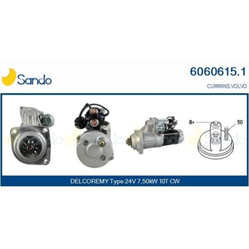 Starter Sando 6060615.1 f&uuml;r Volvo Cummins Caterpillar