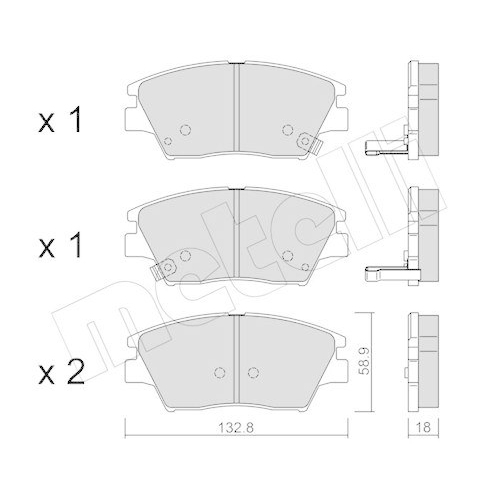 Bremsbelagsatz Scheibenbremse Metelli 22-1098-0 f&uuml;r Ssangyong Vorderachse
