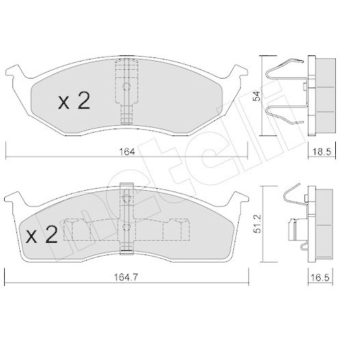 Bremsbelagsatz Scheibenbremse Metelli 22-0356-0 f&uuml;r Chrysler Vorderachse