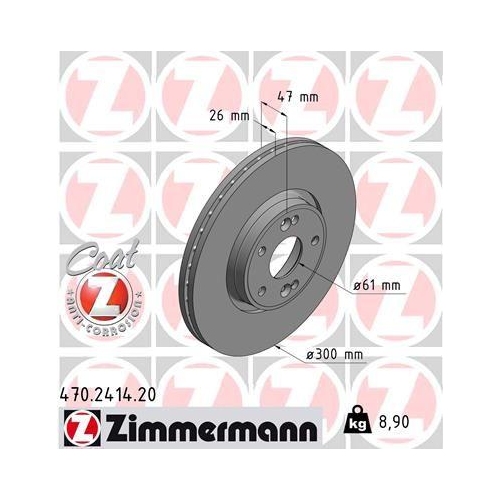Bremsscheibe Zimmermann 470.2414.20 Coat Z f&uuml;r Renault Vorderachse