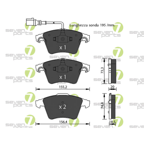 Bremsbelagsatz Scheibenbremse 7 Seven Parts SVP22813 f&uuml;r Audi Seat Skoda Vag VW