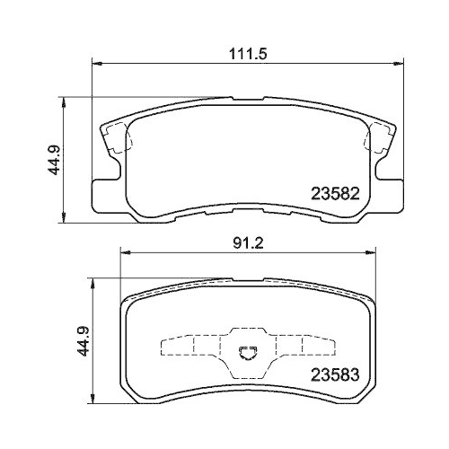 Bremsbelagsatz Scheibenbremse Hella 8DB 355 009-691 f&uuml;r Chrysler Citro&euml;n Dodge