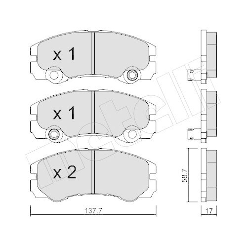 Bremsbelagsatz Scheibenbremse Metelli 22-0357-1 f&uuml;r Isuzu Opel Vorderachse