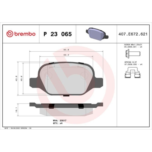 Bremsbelagsatz Scheibenbremse Brembo P23065 Prime Line für Alfa Romeo Fiat