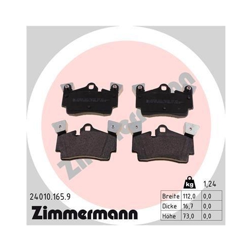 Bremsbelagsatz Scheibenbremse Zimmermann 24010.165.9 Pb:z f&uuml;r Audi Porsche Vag