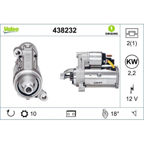 Starter Valeo 438232 Valeo Origins New Oe Technologie f&uuml;r Audi Porsche