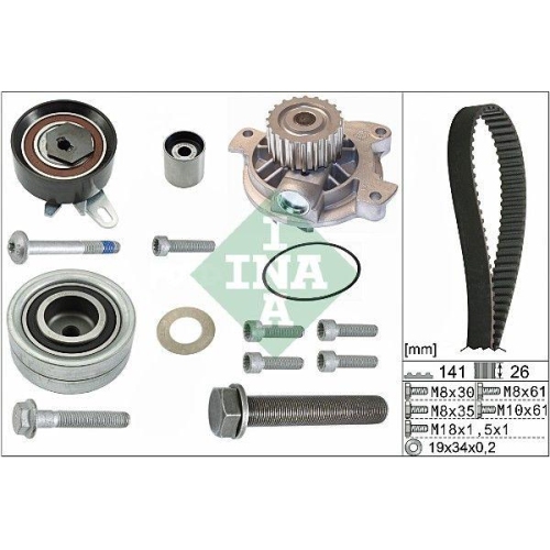 Wasserpumpe + Zahnriemensatz Schaeffler Ina 530 0482 30 f&uuml;r Audi Seat Skoda VW