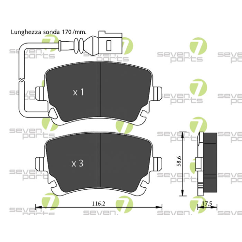 Bremsbelagsatz Scheibenbremse 7 Seven Parts SVP22661 f&uuml;r Audi Seat Skoda Vag VW