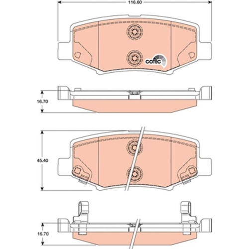 Bremsbelagsatz Scheibenbremse Trw GDB4145 Cotec f&uuml;r Dodge Jeep Hinterachse