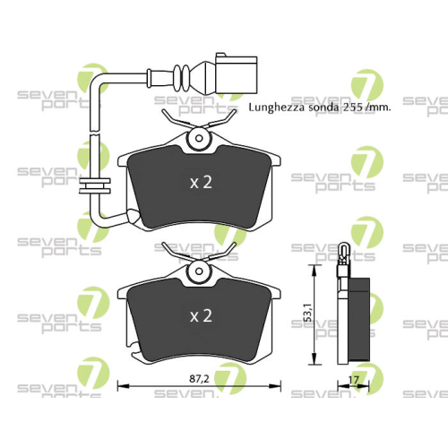 Bremsbelagsatz Scheibenbremse 7 Seven Parts SVP22881 f&uuml;r Audi Cupra Seat Skoda