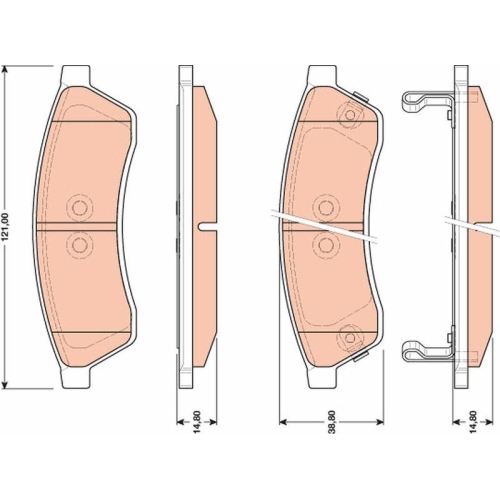 Bremsbelagsatz Scheibenbremse Trw GDB4172 f&uuml;r Chevrolet Daewoo Hinterachse