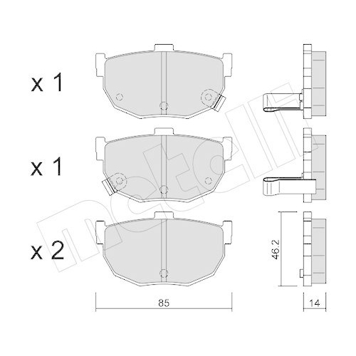 Bremsbelagsatz Scheibenbremse Metelli 22-0362-0 f&uuml;r Nissan Hyundai Kia