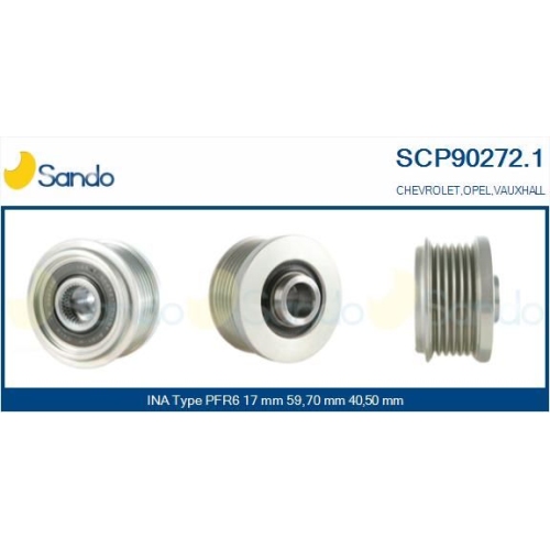 Riemenscheibe Generator Sando SCP90272.1 f&uuml;r Opel General Motors Ika