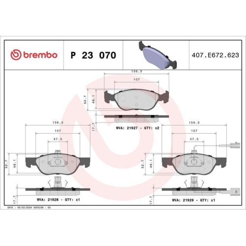 Bremsbelagsatz Scheibenbremse Brembo P23070 Prime Line f&uuml;r Alfa Romeo Fiat