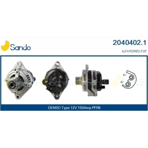 Generator Sando 2040402.1 f&uuml;r Alfa Romeo Fiat