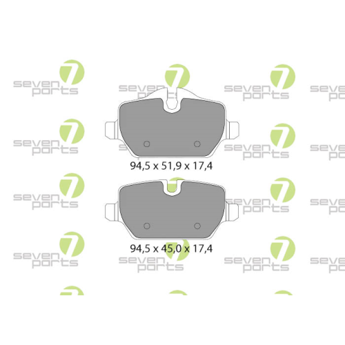 Bremsbelagsatz Scheibenbremse 7 Seven Parts SVP22910 f&uuml;r Bmw Mini 1. Hinterachse