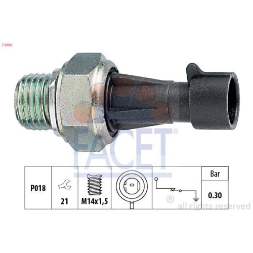 Indicateur De Pression D'huile Facet 7.0096 Made In Italy - Oe Equivalent pour