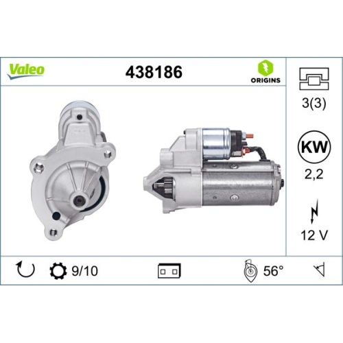 Starter Valeo 438186 Valeo Origins New O.e. Technologie für Citroën Fiat Peugeot