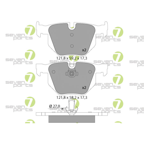 Bremsbelagsatz Scheibenbremse 7 Seven Parts SVP22930 f&uuml;r Bmw Mini 1. Hinterachse