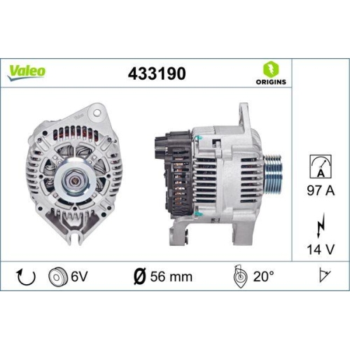 Alternator Valeo 433190 Valeo Origins New Oe Technology for Citroën Fiat Lancia