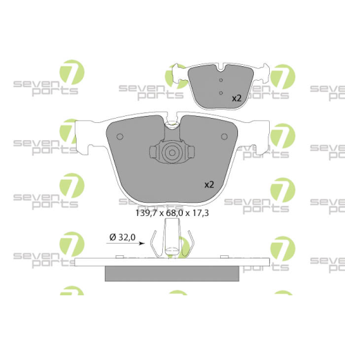 Bremsbelagsatz Scheibenbremse 7 Seven Parts SVP22940 f&uuml;r Bmw Mini 1. Hinterachse