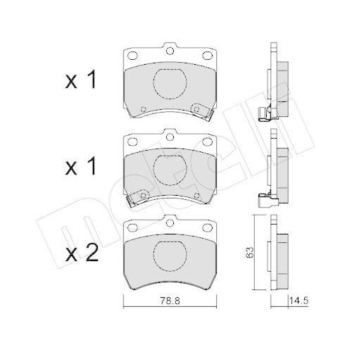 Bremsbelagsatz Scheibenbremse Metelli 22-0370-0 f&uuml;r Mazda Kia Vorderachse