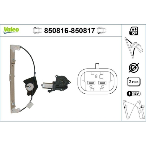 Fensterheber Valeo 850816 f&uuml;r Alfa Romeo Hinten Links