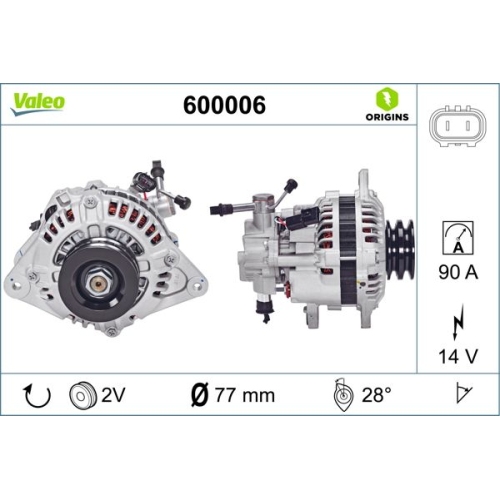 Generator Valeo 600006 Valeo Origins New Oe Technologie für Hyundai Galloper
