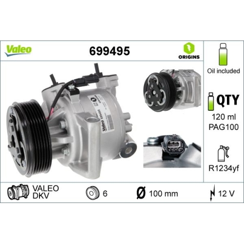 Kompressor Klimaanlage Valeo 699495 Valeo Origins New für Dacia