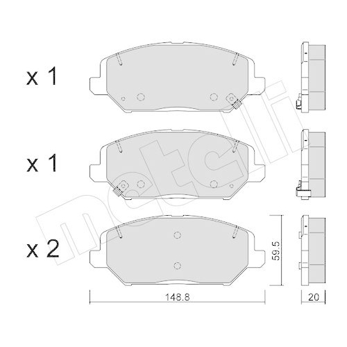 Bremsbelagsatz Scheibenbremse Metelli 22-1163-0 f&uuml;r Hyundai Kia Vorderachse
