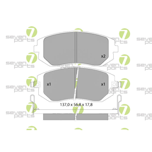 Bremsbelagsatz Scheibenbremse 7 Seven Parts SVP22980 f&uuml;r Subaru 1. Vorderachse