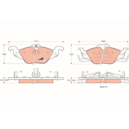 Bremsbelagsatz Scheibenbremse Trw GDB1351 Cotec für Vauxhall Chevrolet Opel