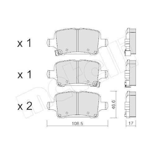 Bremsbelagsatz Scheibenbremse Metelli 22-1116-0 f&uuml;r Opel Chevrolet Hinterachse