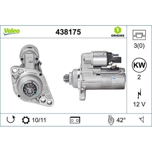 Starter Valeo 438175 Valeo Origins New Oe Technologie für Audi Seat Skoda VW