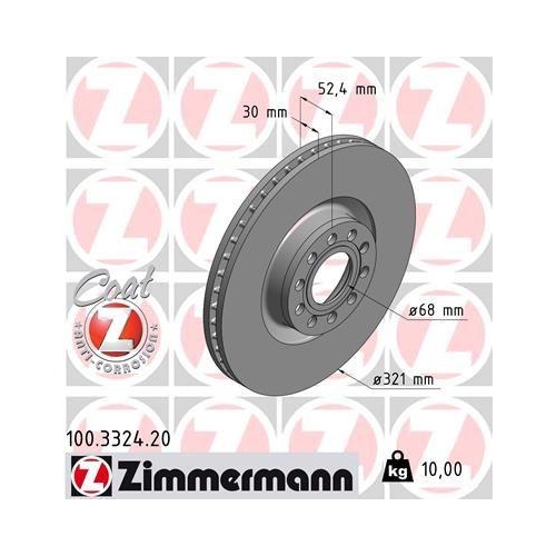 Bremsscheibe Zimmermann 100.3324.20 Coat Z f&uuml;r Audi Vorderachse