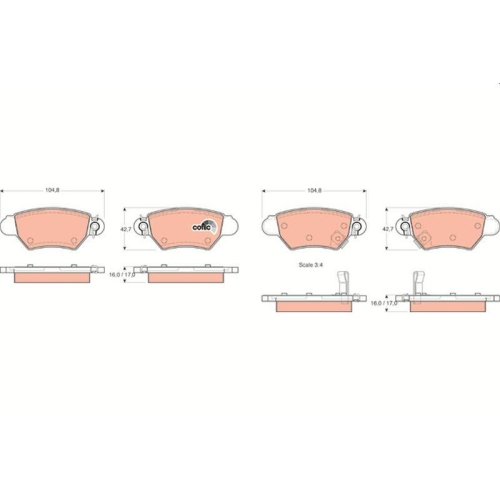 Bremsbelagsatz Scheibenbremse Trw GDB1352 Cotec f&uuml;r Vauxhall Chevrolet Opel