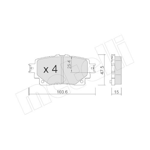 Bremsbelagsatz Scheibenbremse Metelli 22-1229-0 f&uuml;r Toyota Hinterachse