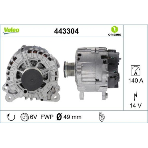 Generator Valeo 443304 Valeo Origins - New O.e. Technologie f&uuml;r Audi Seat Skoda