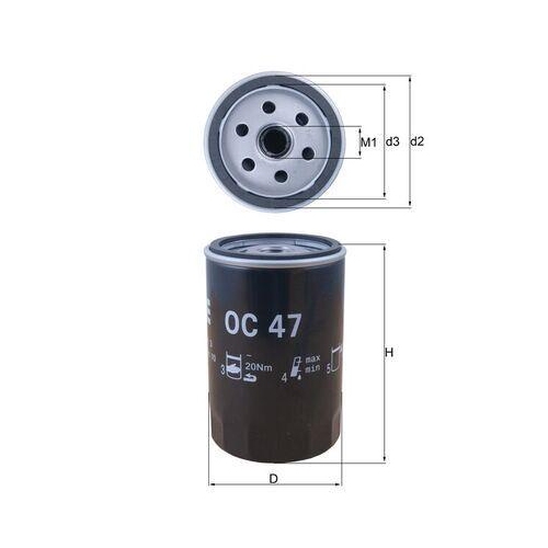 &Ouml;lfilter Mahle OC 47 f&uuml;r Audi Bmw Chrysler Citro&euml;n Ford Gmc Hanomag Henschel VW