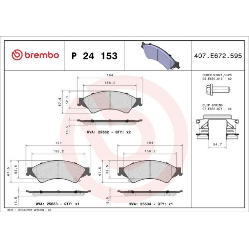 Bremsbelagsatz Scheibenbremse Brembo P24153 Prime Line f&uuml;r Ford Mazda VW