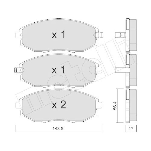 Bremsbelagsatz Scheibenbremse Metelli 22-0845-0 f&uuml;r Chevrolet Vorderachse