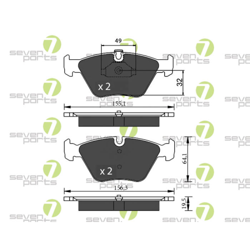 Bremsbelagsatz Scheibenbremse 7 Seven Parts SVP23011 f&uuml;r Bmw Mini 1. Vorderachse