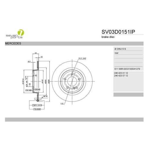 Bremsscheibe 7 Seven Parts SV03D0151IP f&uuml;r Mercedes Benz Mercedes Benz